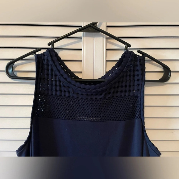 MICHAEL Michael Kors Navy Blue Sleeveless Dress Medium Mesh Top Casual Midi - Picture 4 of 11